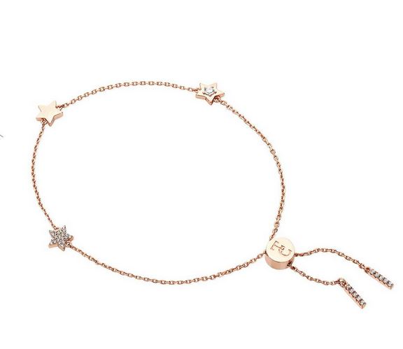 Tipperary Crystal Stars Rose Gold Bolo Chain Bracelet