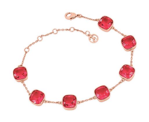 Tipperary Crystal Maureen O'Hara Raspberry Cushion Stone Rose Gold Bracelet