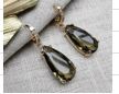 Olive Green Crystal Drop Earrings