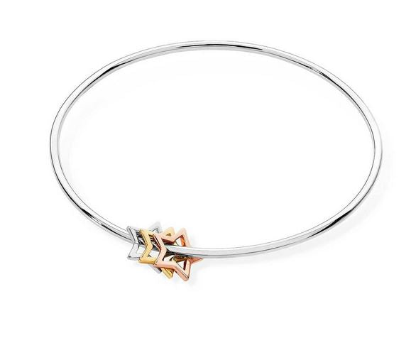 Tipperary Crystal Stars silver bangle with triple stars