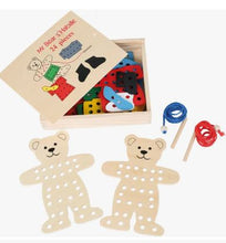 Load image into Gallery viewer, Small Foot Wooden Dress-Up Bears Threading Game
