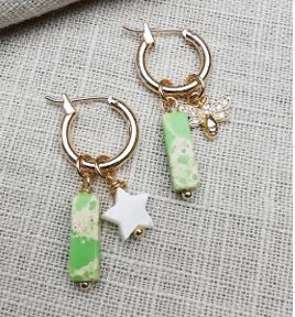Detachable Lemon Green Imperial Jasper Hoop Earrings