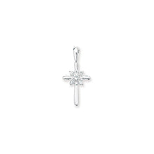 Load image into Gallery viewer, Sterling Silver Cross with Cubic Zircona Detail on 16inch Sterling Silver Chain
