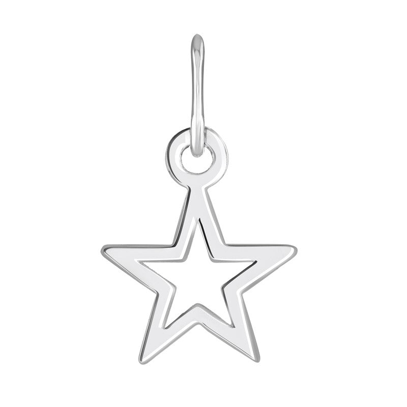 Sterling Silver Open Star Heart Pendant on 16inch Sterling Silver Chain