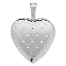 Load image into Gallery viewer, Sterling Silver 16mm Quilted Heart Locket on 16inch Sterling Silver Chain
