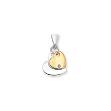 Load image into Gallery viewer, Gold Plated Double Heart with Cubic Zircona on 16inch Sterling Silver Chain
