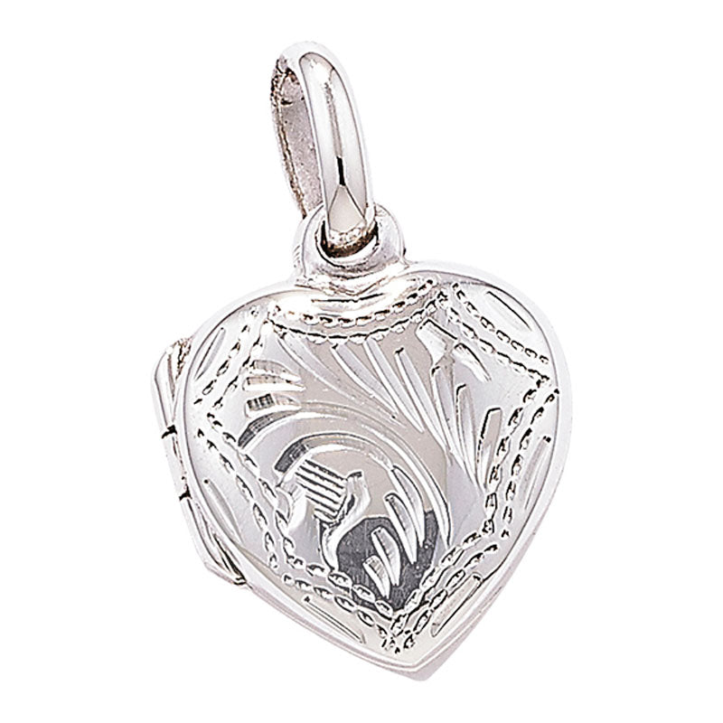 Sterling Silver Engraved Locket on 16inch Sterling Silver Chain