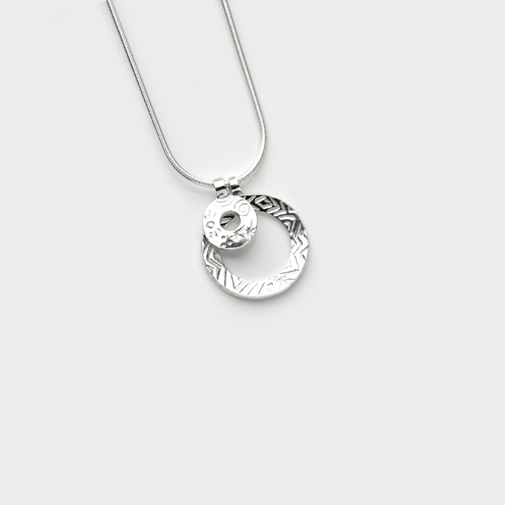 Heaven Collection | Sterling Silver Double Circle Pendant | Handmade Irish Jewellery