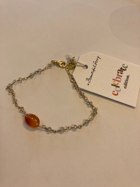 Universe Citrine Carnelian Gold Bracelet