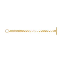 Load image into Gallery viewer, Gold Plated T-BAR Bracelet with Cubic Zircona Detail
