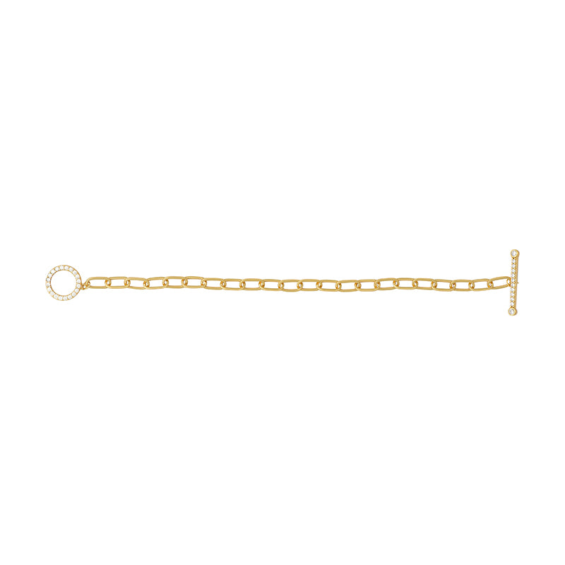 Gold Plated T-BAR Bracelet with Cubic Zircona Detail