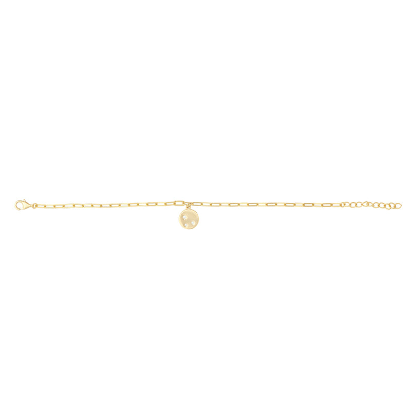 Gold Plated Bracelet with Cubic Zircona Disc