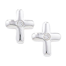 Load image into Gallery viewer, Sterling Silver Cross Earrings with Cubic Zircona
