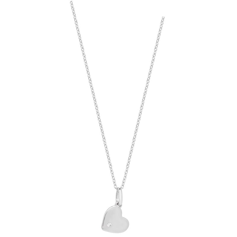 Sterling Silver Heart Necklace with Cubic Zircona Stone