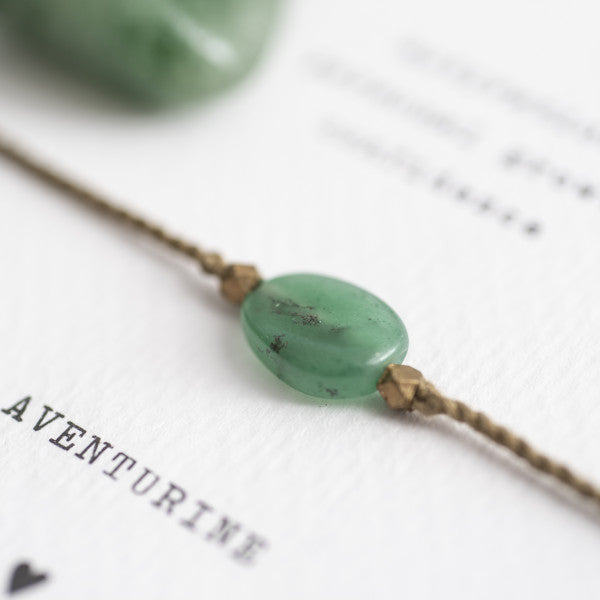 Gemstone Card Aventurine Gold Bracelet