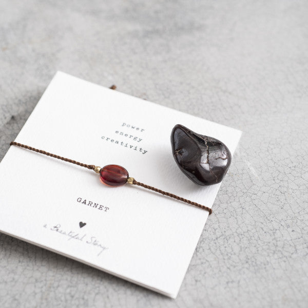 Gemstone Card Garnet Gold Bracelet